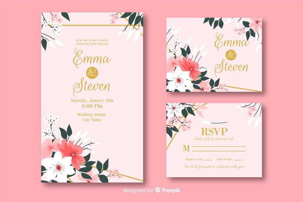 Coleção de modelo de papelaria de casamento