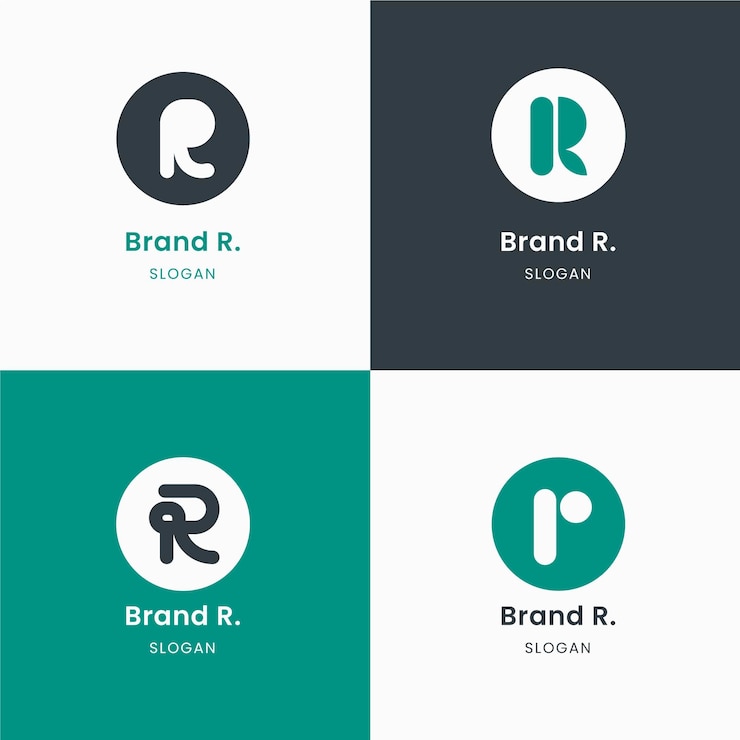 Vetor grátis coleção de modelos com logotipos r planos
