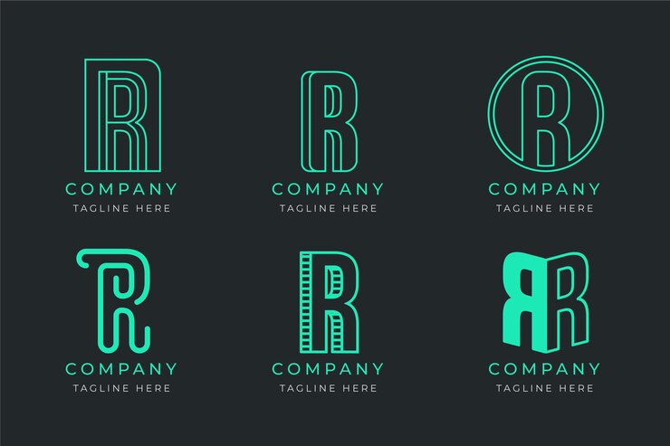 Vetor grátis coleção de modelos com logotipos r planos