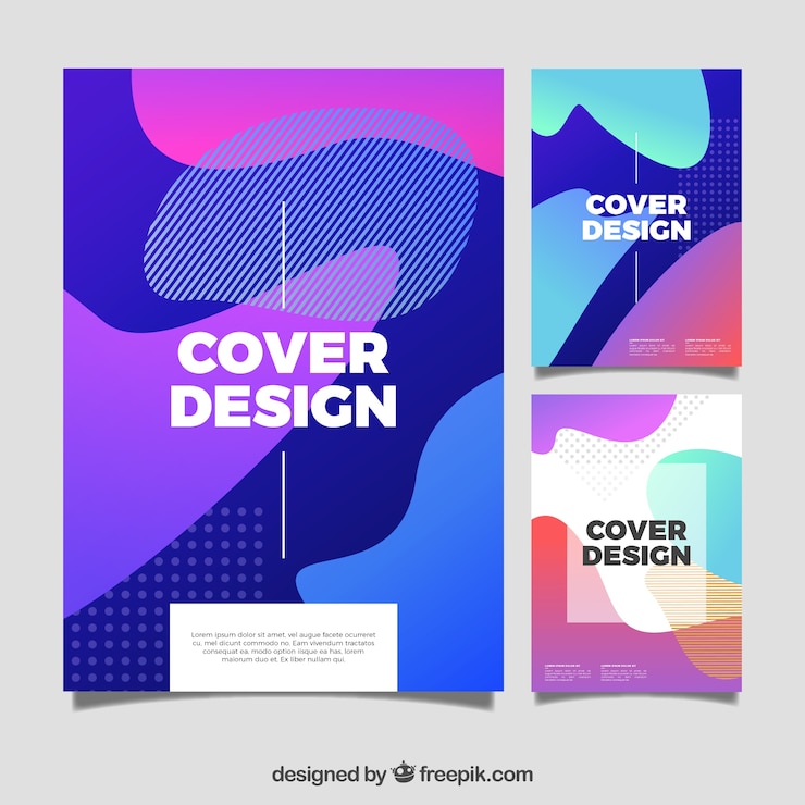 Vetor grátis coleção de modelos de capa com formas orgânicas