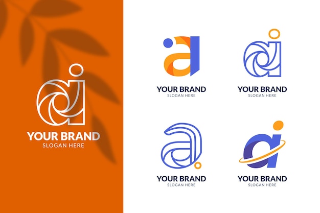 Vetor grátis coleção de modelos de logotipo ai de design plano