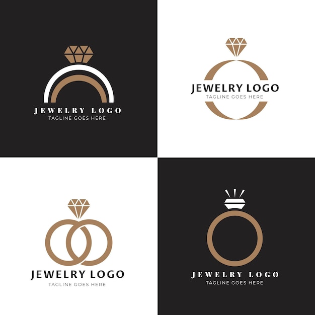 Vetor grátis coleção de modelos de logotipo de anel plano