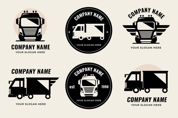 Vetor grátis coleção de modelos de logotipo de caminhão plano