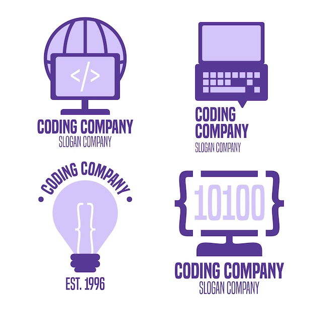 Coleção de modelos de logotipo de código plano