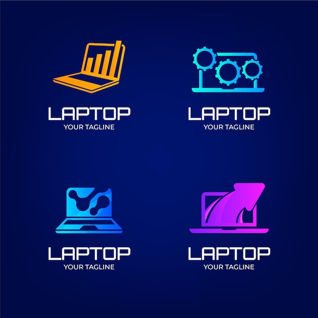 Vetor grátis coleção de modelos de logotipo de computador