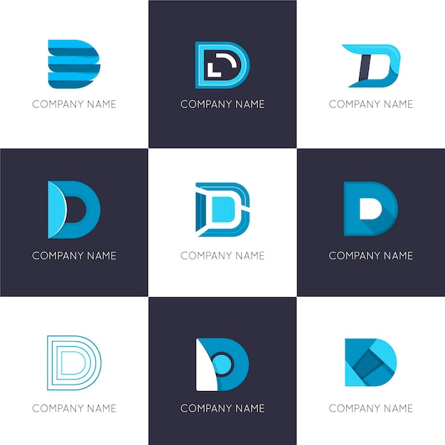 Vetor grátis coleção de modelos de logotipo de design plano d