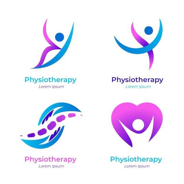 Vetor grátis coleção de modelos de logotipo de fisioterapia