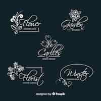 Vetor grátis coleção de modelos de logotipo de florista de casamento