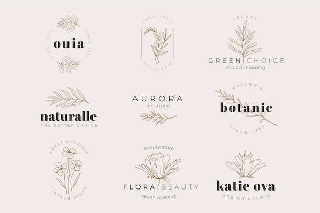 Coleção de modelos de logotipo de plantas herbáceas