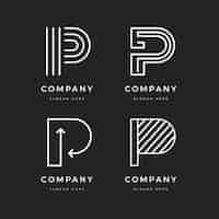 Vetor grátis coleção de modelos de logotipo flat p