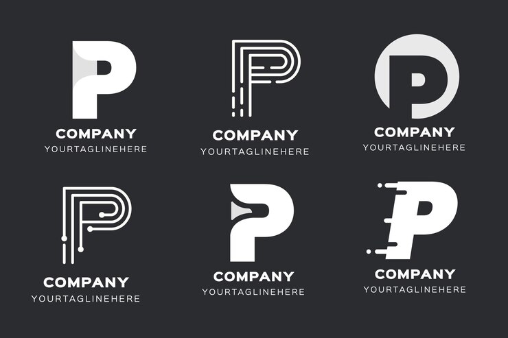 Vetor grátis coleção de modelos de logotipo flat p