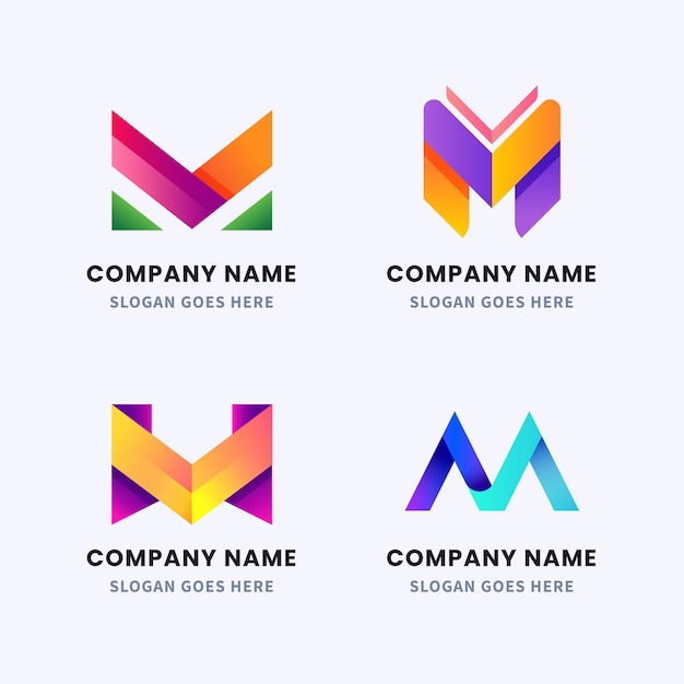 Vetor grátis coleção de modelos de logotipo gradient m