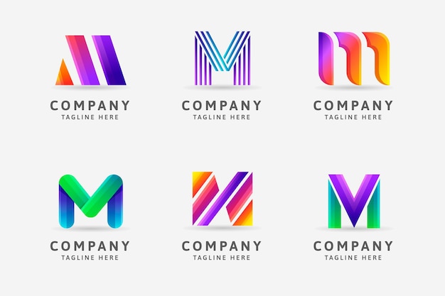 Vetor grátis coleção de modelos de logotipo gradient m