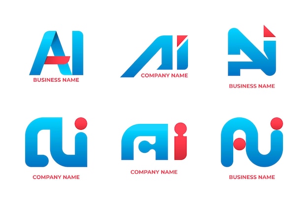 Coleção de modelos de logotipo gradiente ai