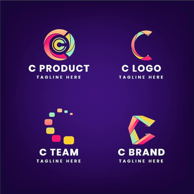 Vetor grátis coleção de modelos de logotipo gradiente c