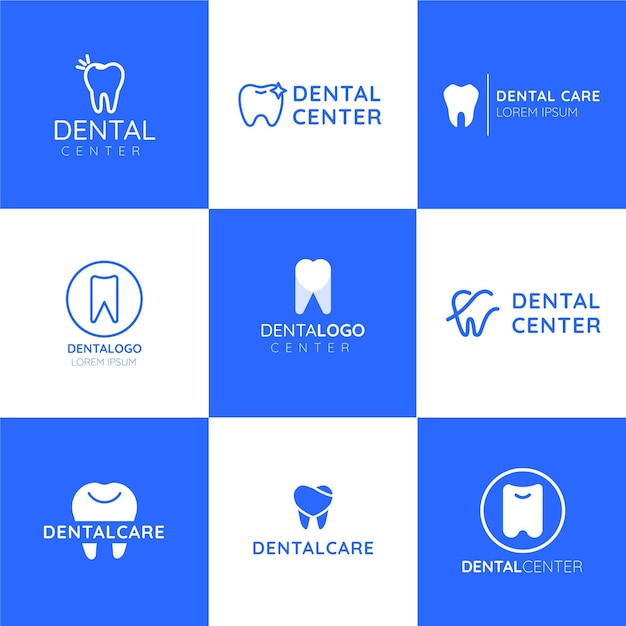 Vetor grátis coleção de modelos de logotipo odontológico plano