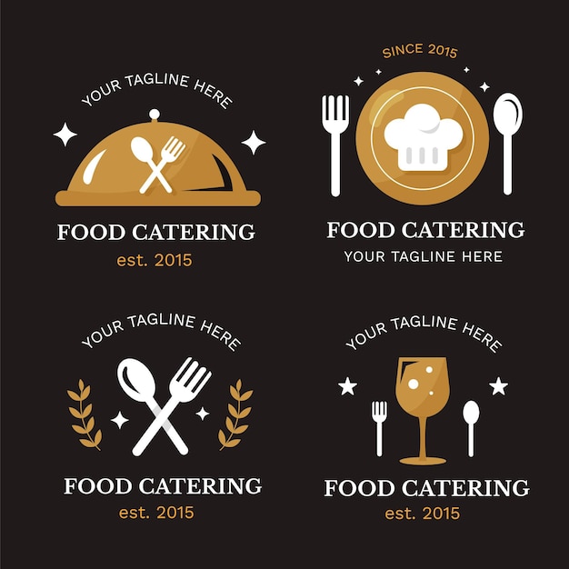 Vetor grátis coleção de modelos de logotipo para catering