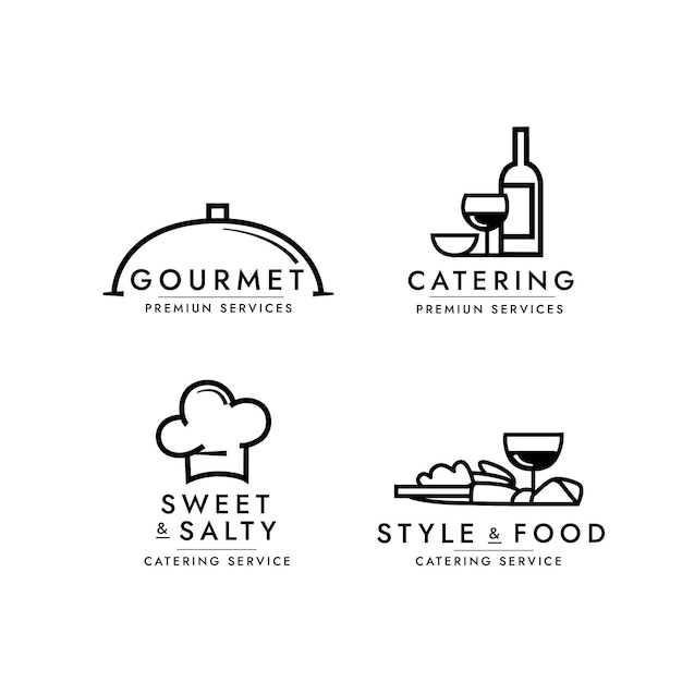 Vetor grátis coleção de modelos de logotipo para catering