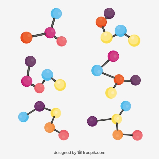 Vetor grátis coleção de molécula em design plano