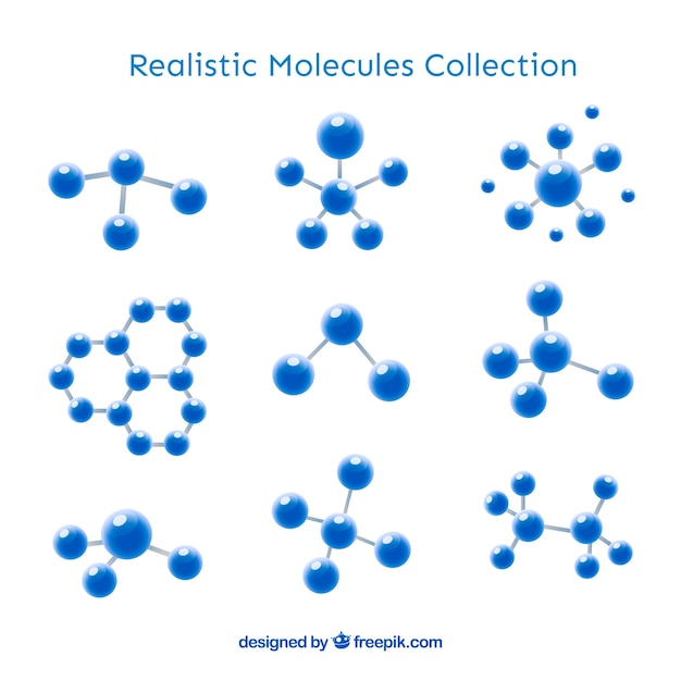 Vetor grátis coleção de molécula realista