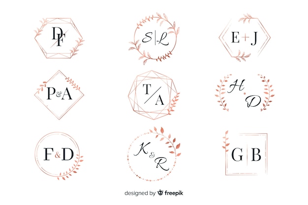 Vetor grátis coleção de monograma de casamento ornamentais