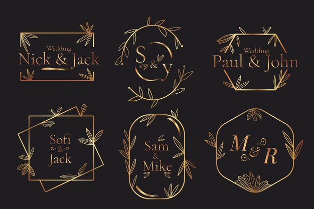 Coleção de monogramas de casamento pintados à mão