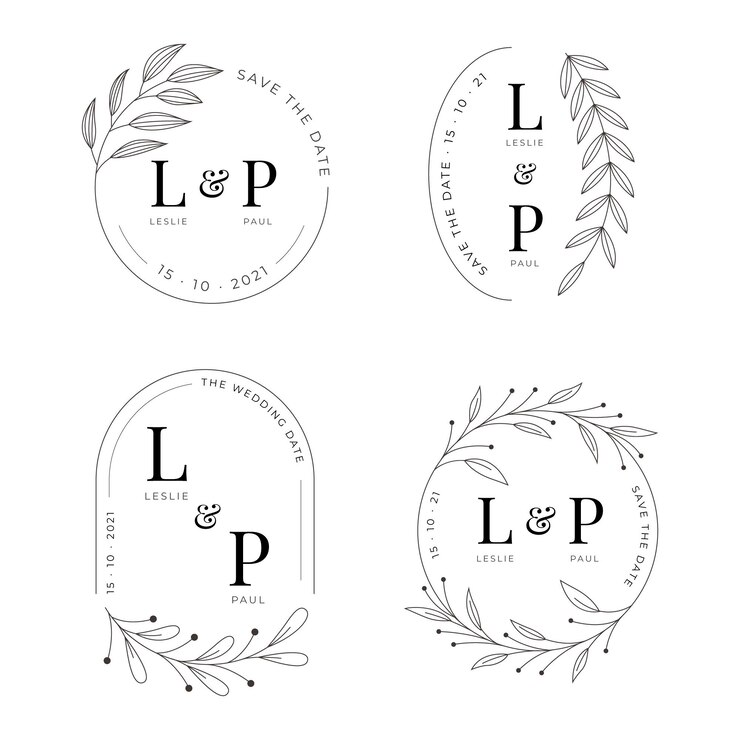 Vetor grátis coleção de monogramas lineares de casamento