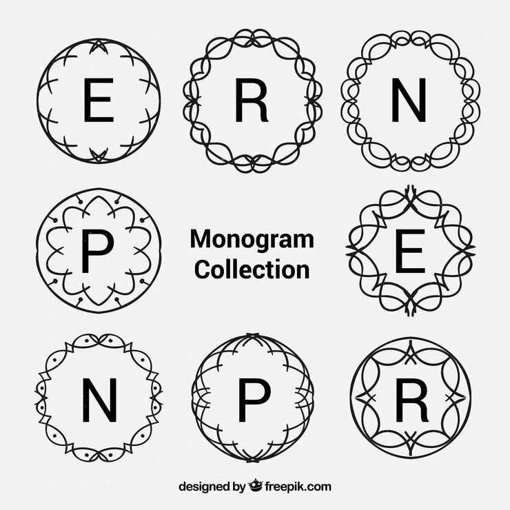 Vetor grátis coleção de monogramas ornamentais desenhados à mão