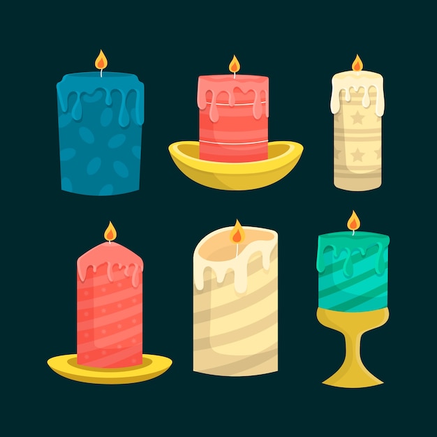 Coleção de natal de velas desenhadas à mão