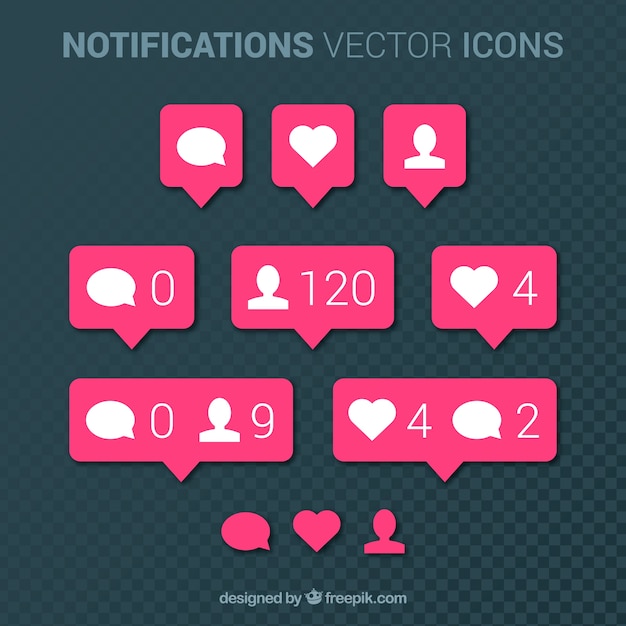 Vetor grátis coleção de notificação do instagram