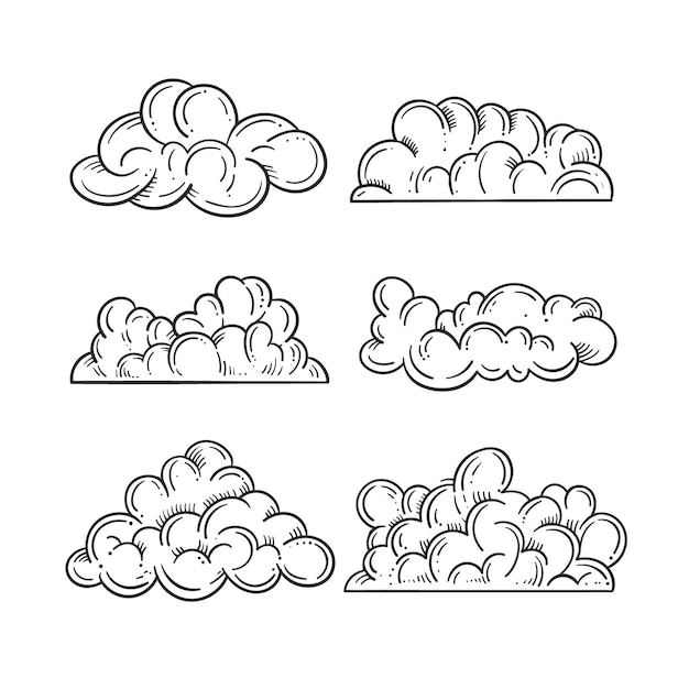 Coleção de nuvem desenhada à mão