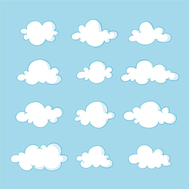 Vetor grátis coleção de nuvens desenhadas à mão
