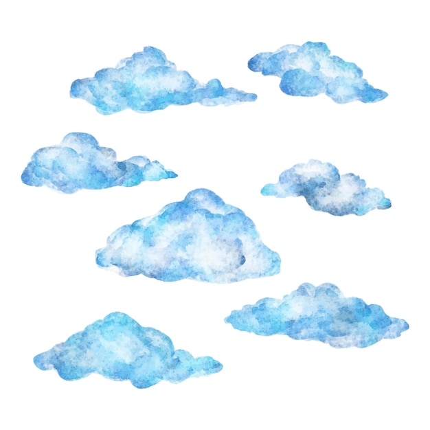 Vetor grátis coleção de nuvens em aquarela