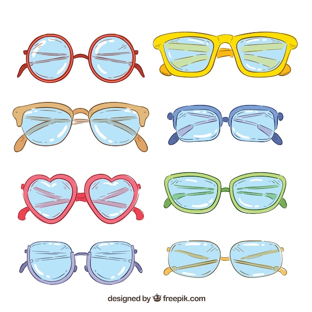 Coleção de óculos coloridos e modernos