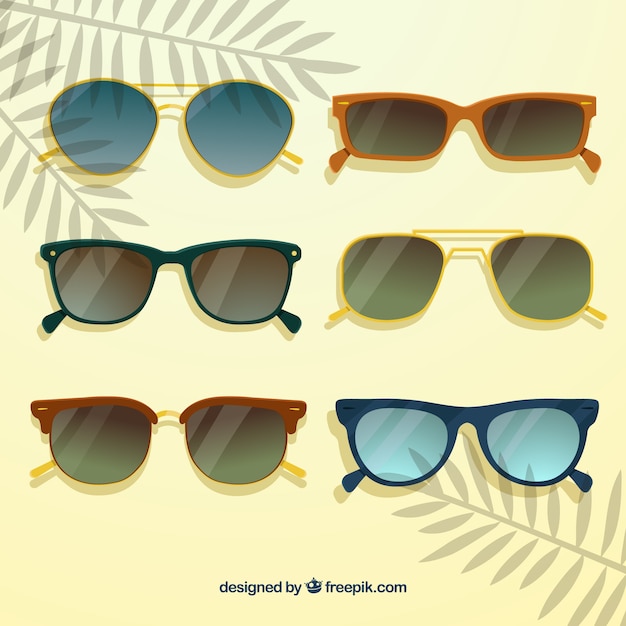 Vetor grátis coleção de óculos de sol moderno em estilo simples