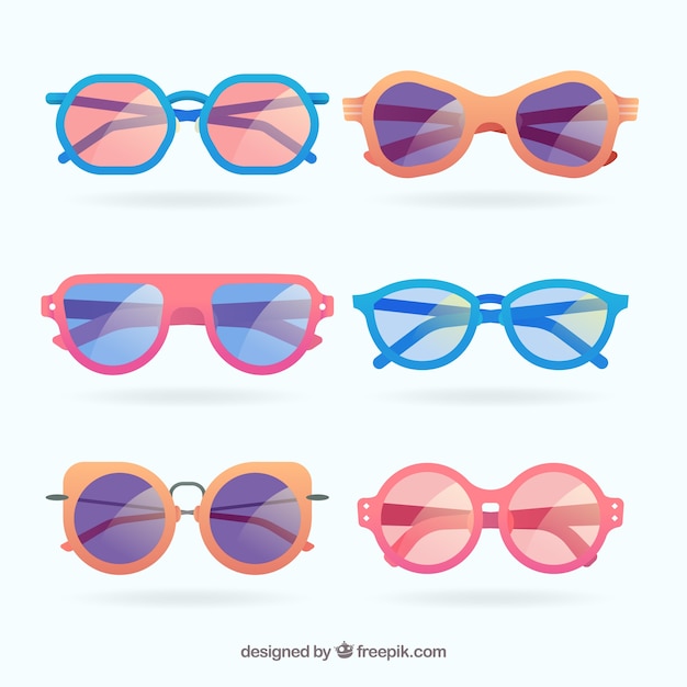 Vetor grátis coleção de óculos de sol sazonais em syle plana