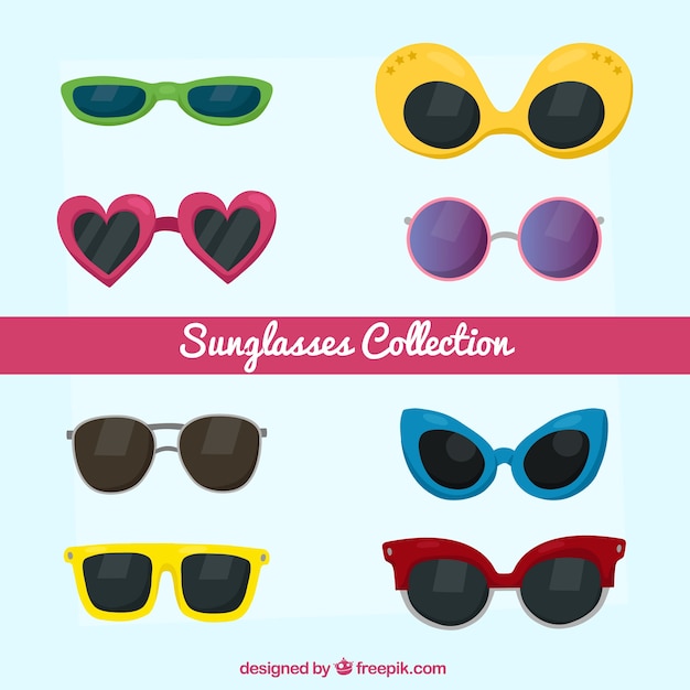Vetor grátis coleção de óculos de sol sazonais em syle plana