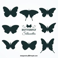 Vetor grátis coleção de oito silhuetas da borboleta