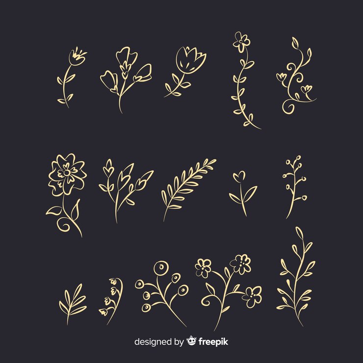 Vetor grátis coleção de ornamento floral desenhada de mão
