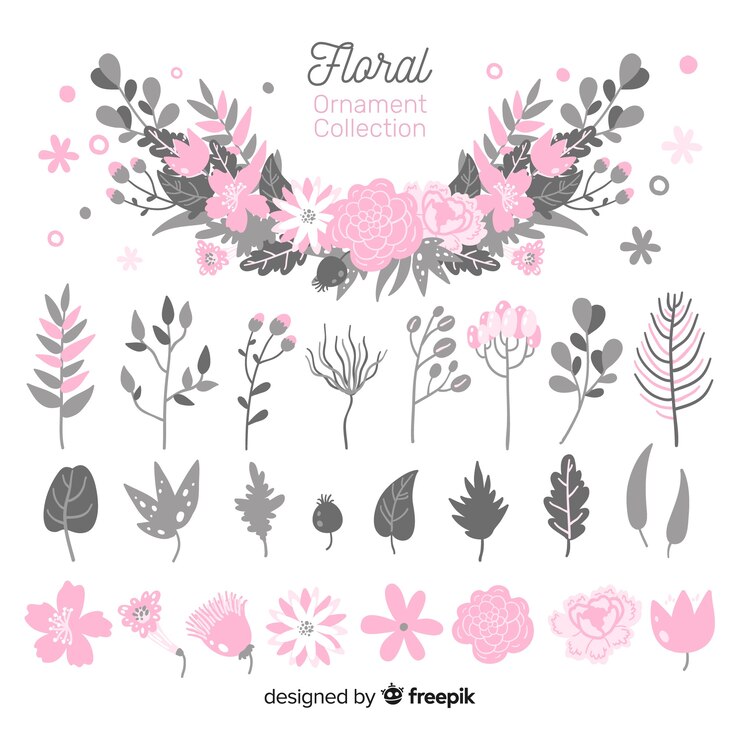 Vetor grátis coleção de ornamento floral