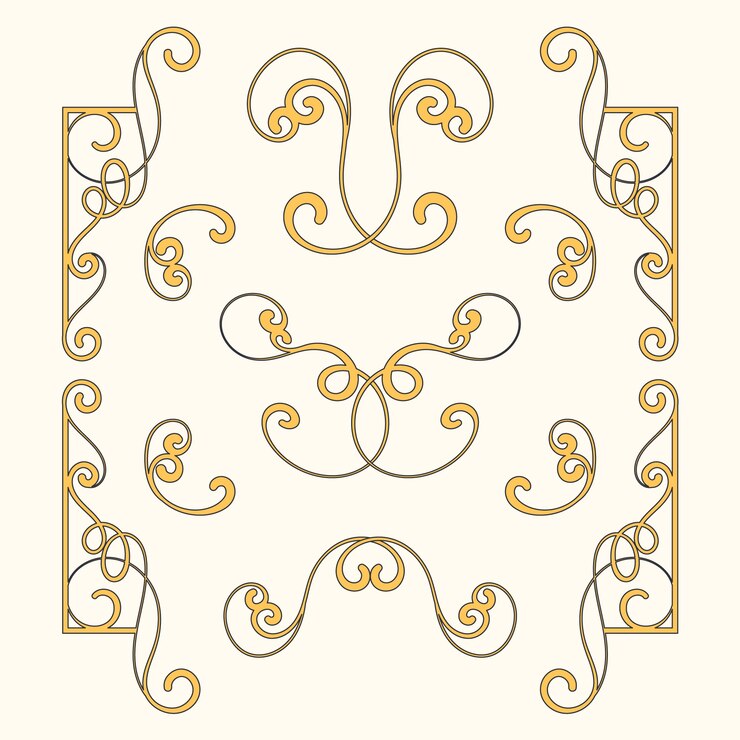 Vetor grátis coleção de ornamentos de bordas art nouveau desenhada à mão