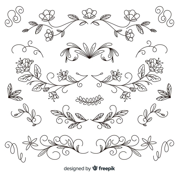 Vetor grátis coleção de ornamentos de casamento desenhados à mão