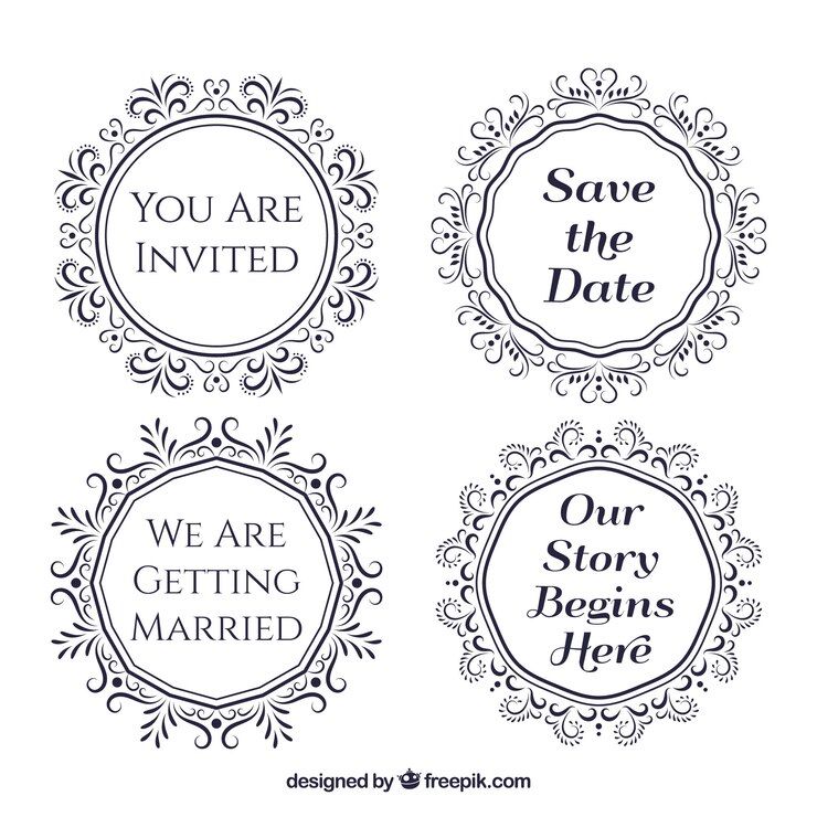 Vetor grátis coleção de ornamentos de casamento em design plano