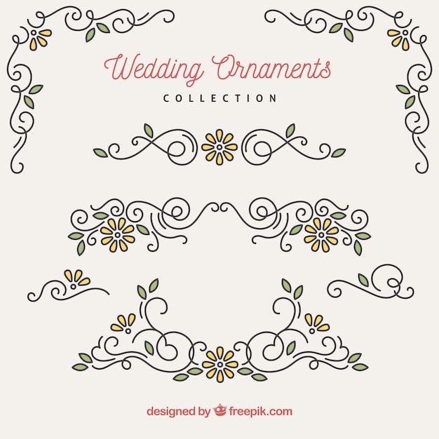 Coleção de ornamentos de casamento