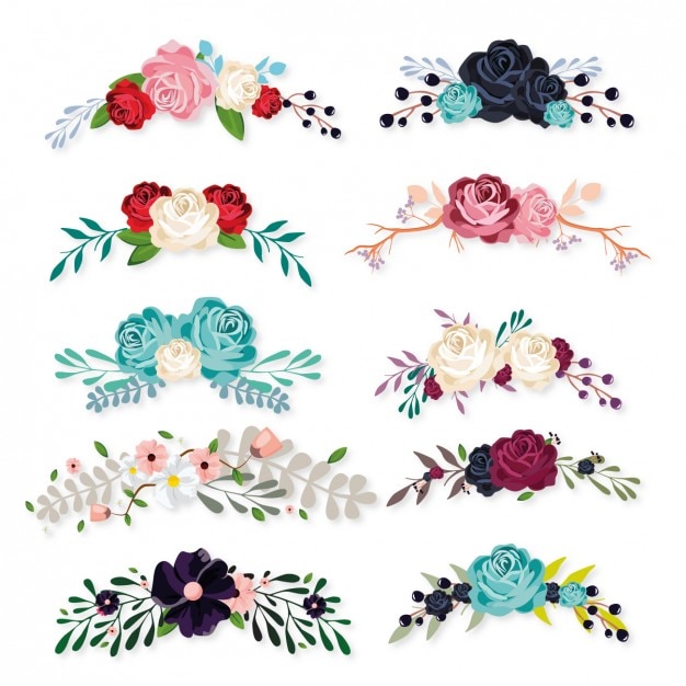 Vetor grátis coleção de ornamentos florais