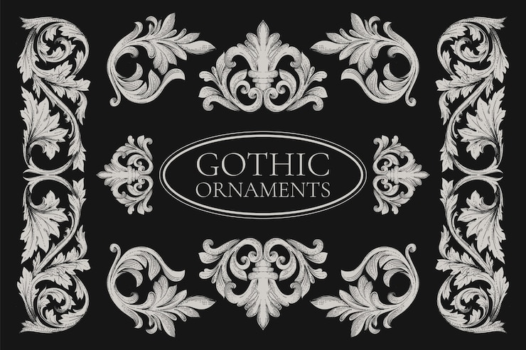 Vetor grátis coleção de ornamentos góticos desenhados à mão