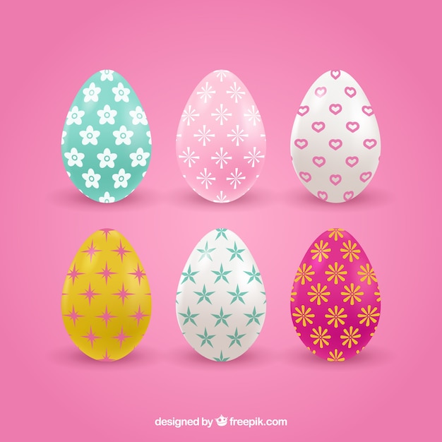 Vetor grátis coleção de ovos do dia da páscoa em estilo realista