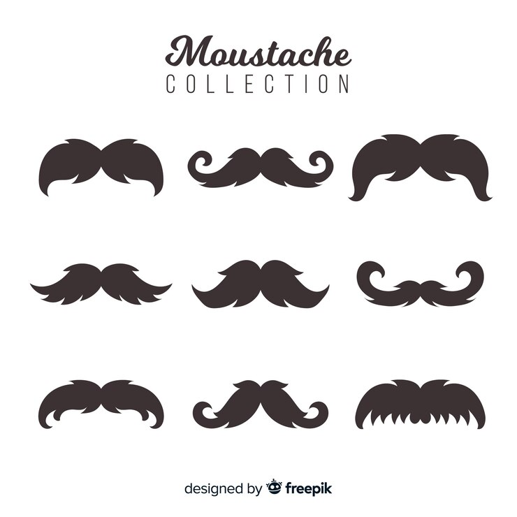 Vetor grátis coleção de pacote de bigode movember em design plano