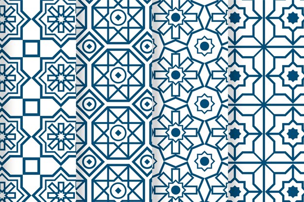 Coleção de padrão árabe linear plano