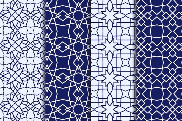 Coleção de padrão árabe linear simples